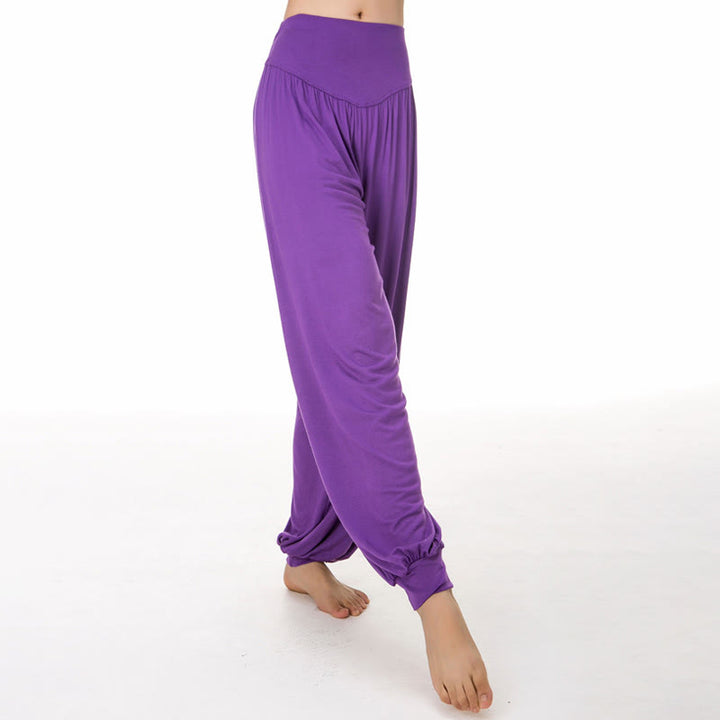 Pantaloni harem da yoga e danza in modal, tinta unita, Buddha Stones - Orchidea media - US12, UK/AU16, EU44 (3XL) - image 24