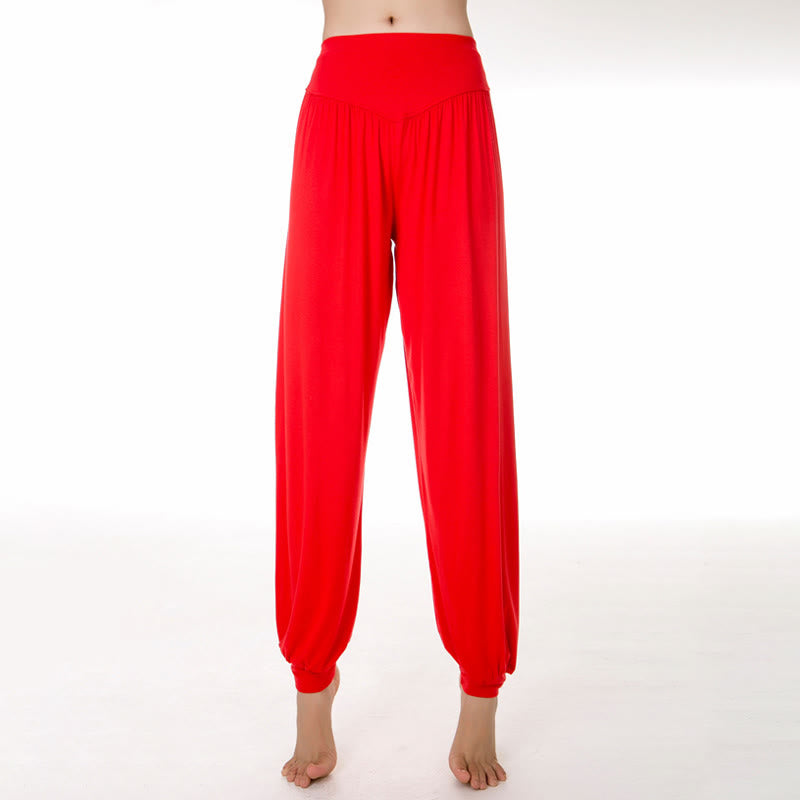 Pantaloni harem da yoga e danza in modal, tinta unita, Buddha Stones - Rosso - US12, UK/AU16, EU44 (3XL) - image 26
