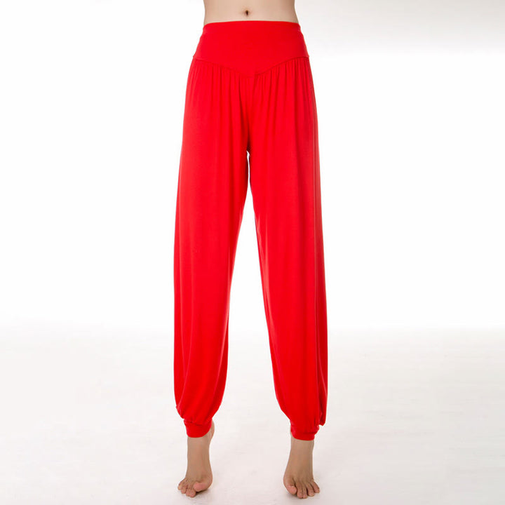Pantaloni harem da yoga e danza in modal, tinta unita, Buddha Stones - Rosso - US12, UK/AU16, EU44 (3XL) - image 26