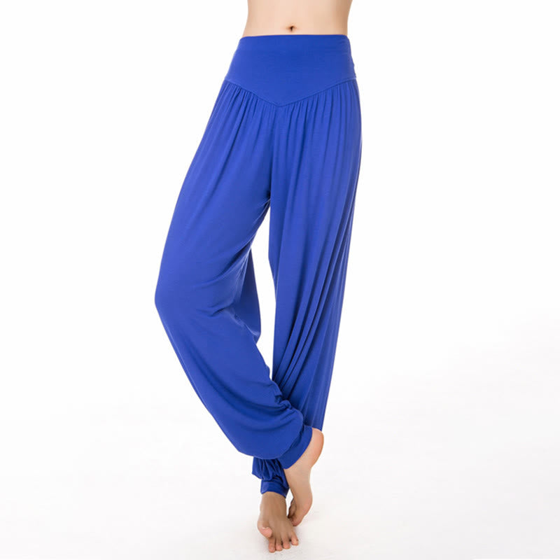 Pantaloni harem da yoga e danza in modal, tinta unita, Buddha Stones - Blu reale - US12, UK/AU16, EU44 (3XL) - image 27
