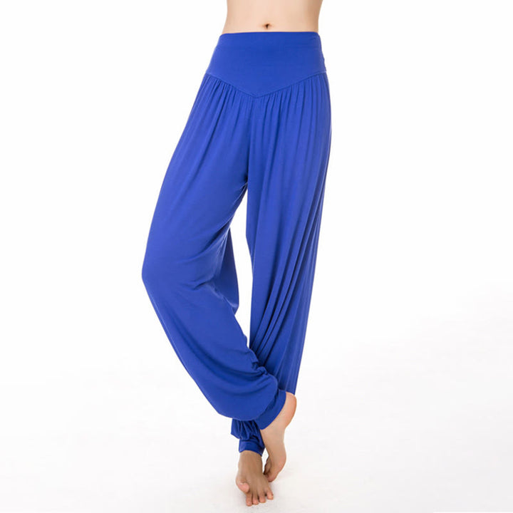 Pantaloni harem da yoga e danza in modal, tinta unita, Buddha Stones - Blu reale - US12, UK/AU16, EU44 (3XL) - image 27