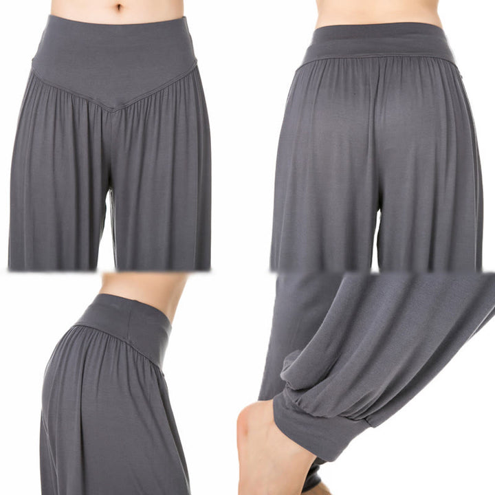 Pantaloni harem da yoga e danza in modal, tinta unita, Buddha Stones - image 15