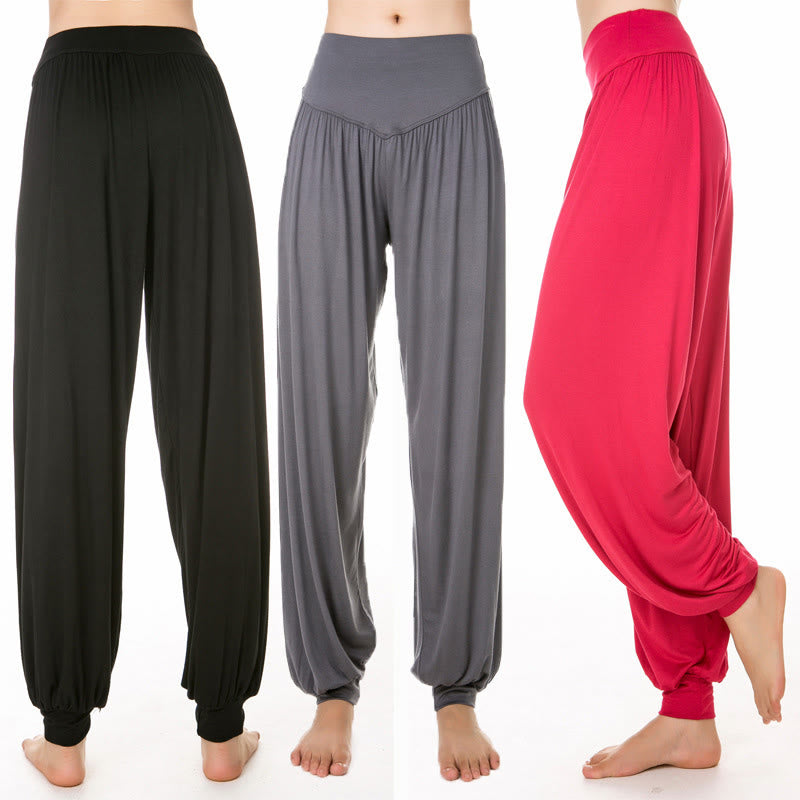 Pantaloni harem da yoga e danza in modal, tinta unita, Buddha Stones - image 29