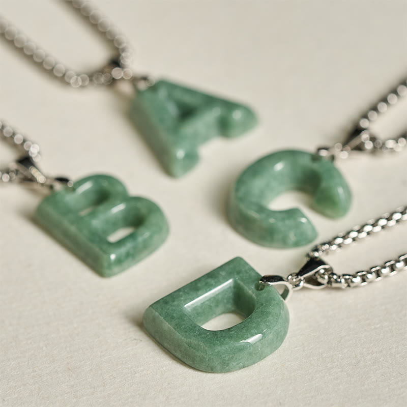 Collana con ciondolo della prosperità in acciaio al titanio con lettera AZ naturale Buddha Stones - image 38