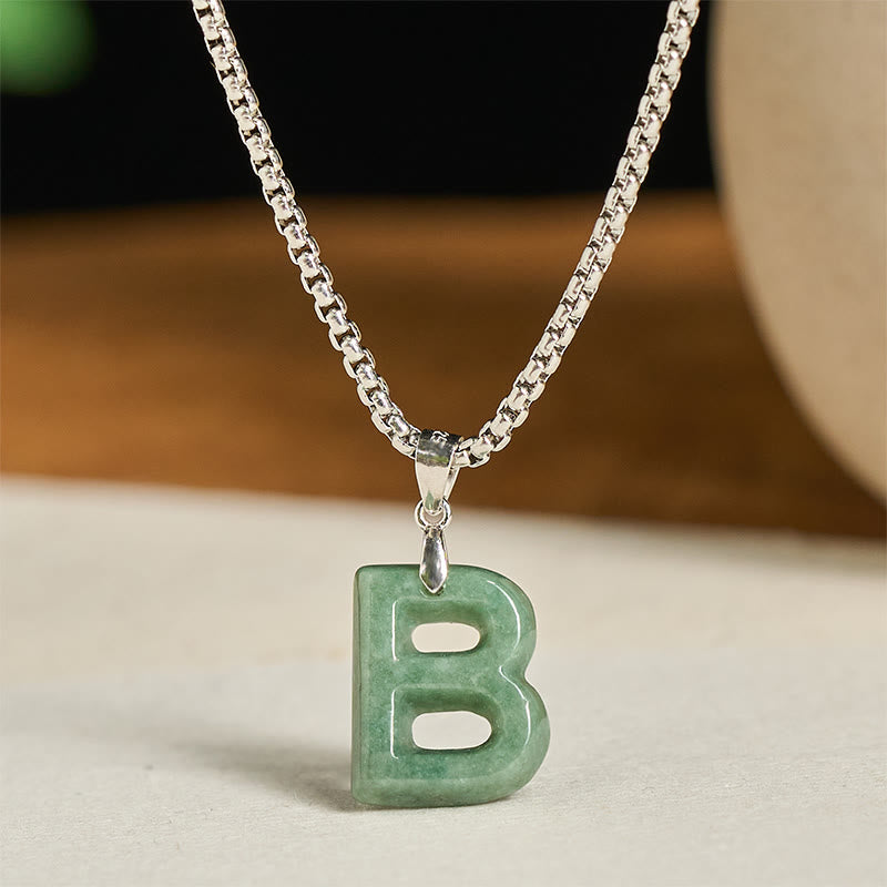 Collana con ciondolo della prosperità in acciaio al titanio con lettera AZ naturale Buddha Stones - B - image 7