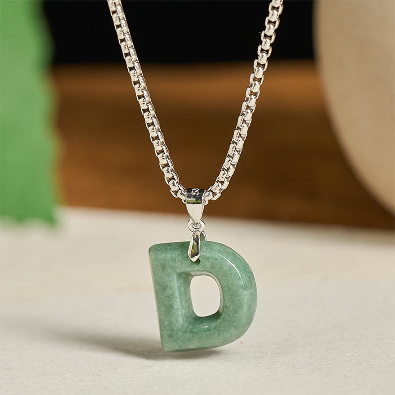 Collana con ciondolo della prosperità in acciaio al titanio con lettera AZ naturale Buddha Stones - D - image 11
