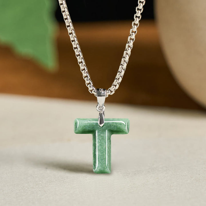 Collana con ciondolo della prosperità in acciaio al titanio con lettera AZ naturale Buddha Stones - image 28