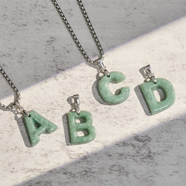 Collana con ciondolo della prosperità in acciaio al titanio con lettera AZ naturale Buddha Stones - image 35
