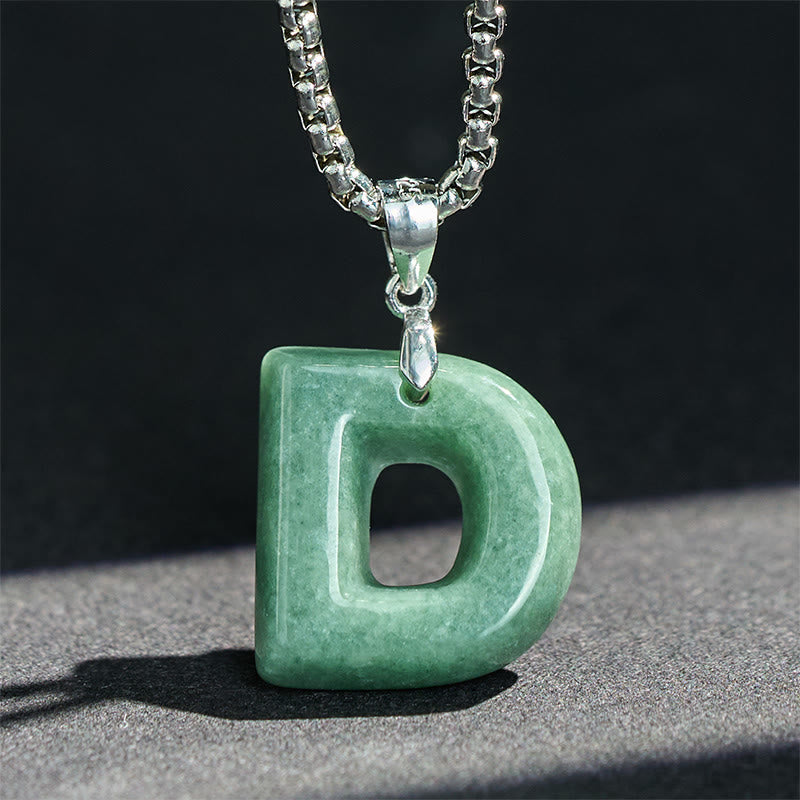 Collana con ciondolo della prosperità in acciaio al titanio con lettera AZ naturale Buddha Stones - image 12