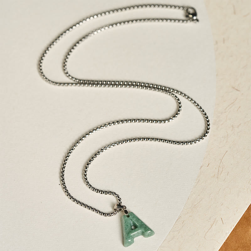 Collana con ciondolo della prosperità in acciaio al titanio con lettera AZ naturale Buddha Stones - image 4
