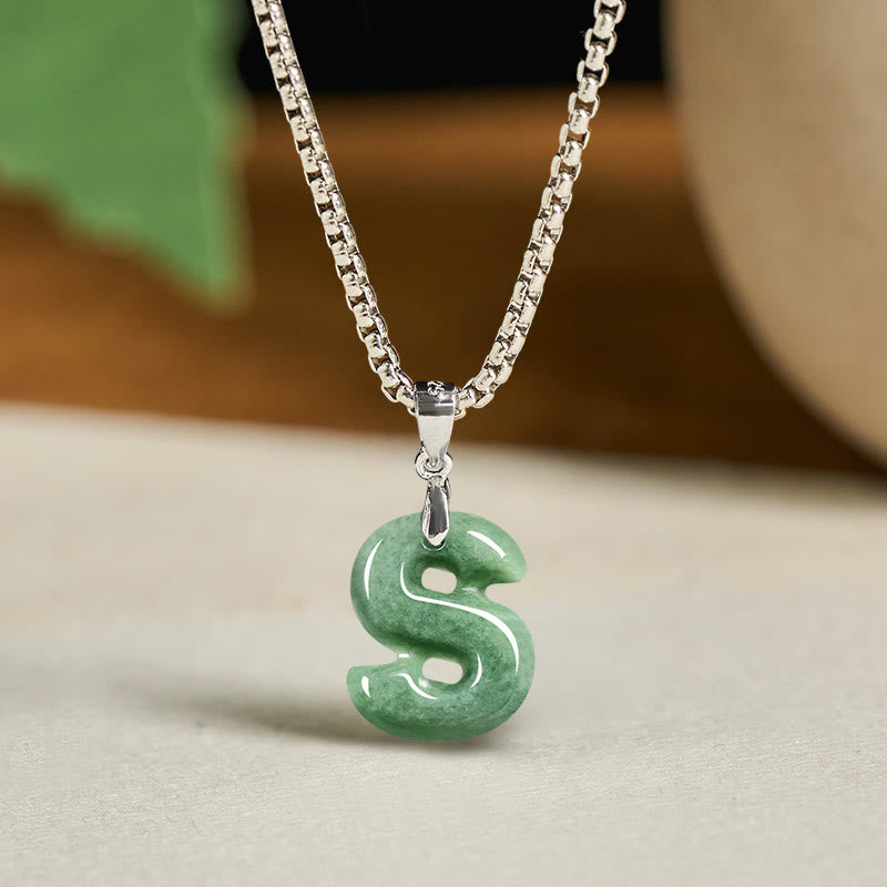 Collana con ciondolo della prosperità in acciaio al titanio con lettera AZ naturale Buddha Stones - image 27