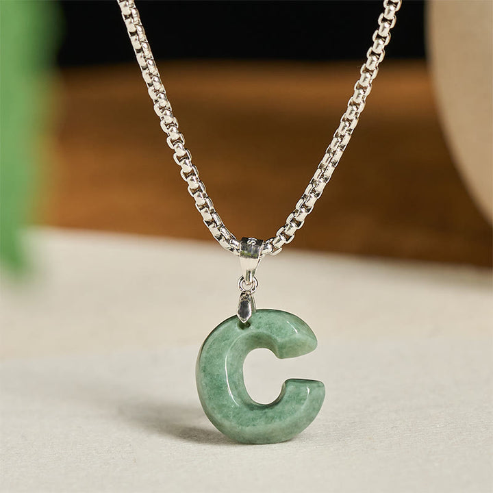 Collana con ciondolo della prosperità in acciaio al titanio con lettera AZ naturale Buddha Stones - image 9