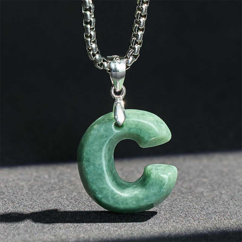 Collana con ciondolo della prosperità in acciaio al titanio con lettera AZ naturale Buddha Stones - image 10
