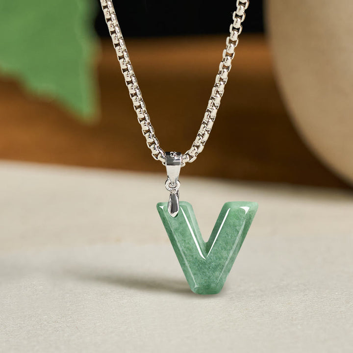 Collana con ciondolo della prosperità in acciaio al titanio con lettera AZ naturale Buddha Stones - V - image 30