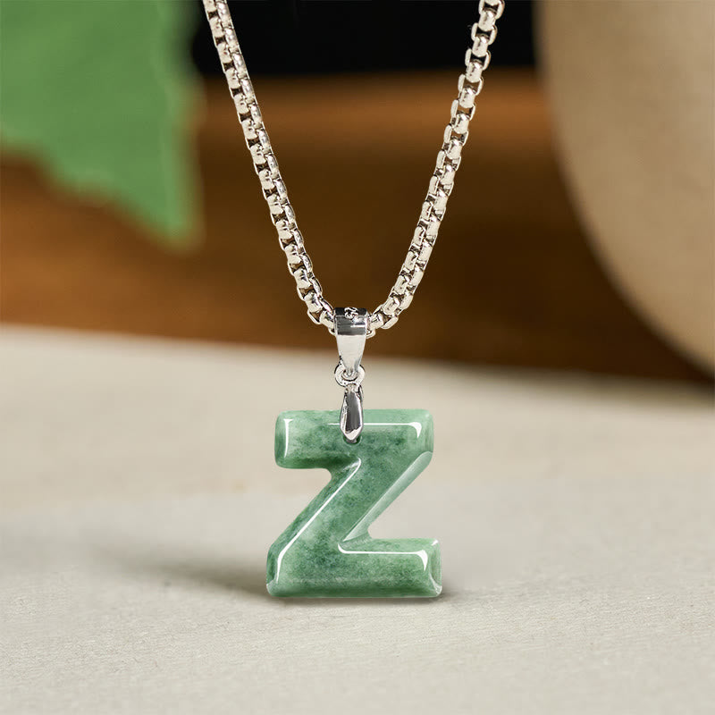 Collana con ciondolo della prosperità in acciaio al titanio con lettera AZ naturale Buddha Stones - Z - image 34