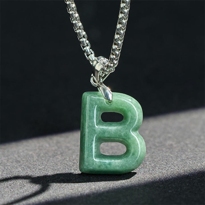 Collana con ciondolo della prosperità in acciaio al titanio con lettera AZ naturale Buddha Stones - image 8
