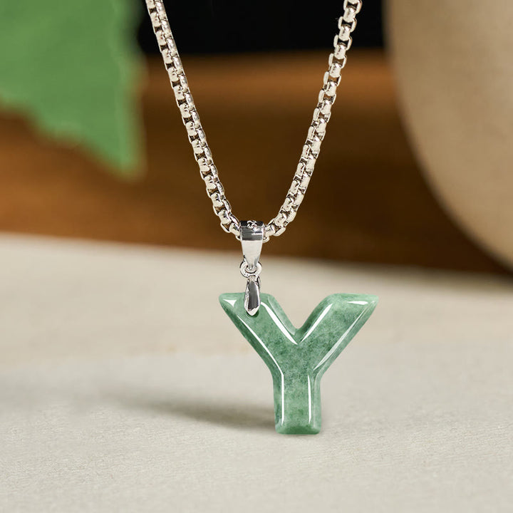 Collana con ciondolo della prosperità in acciaio al titanio con lettera AZ naturale Buddha Stones - Y - image 33