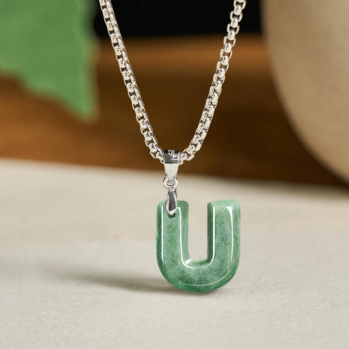 Collana con ciondolo della prosperità in acciaio al titanio con lettera AZ naturale Buddha Stones - U - image 29