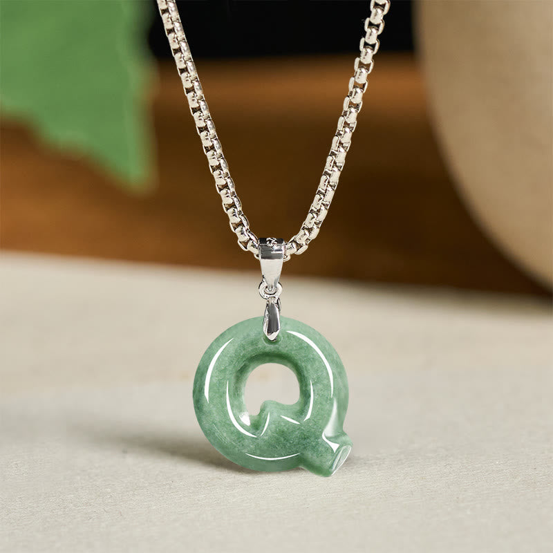 Collana con ciondolo della prosperità in acciaio al titanio con lettera AZ naturale Buddha Stones - Q - image 25