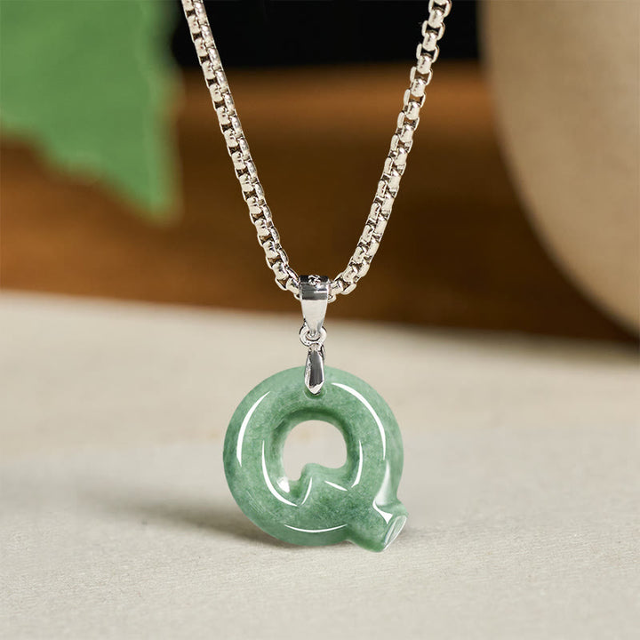 Collana con ciondolo della prosperità in acciaio al titanio con lettera AZ naturale Buddha Stones - Q - image 25