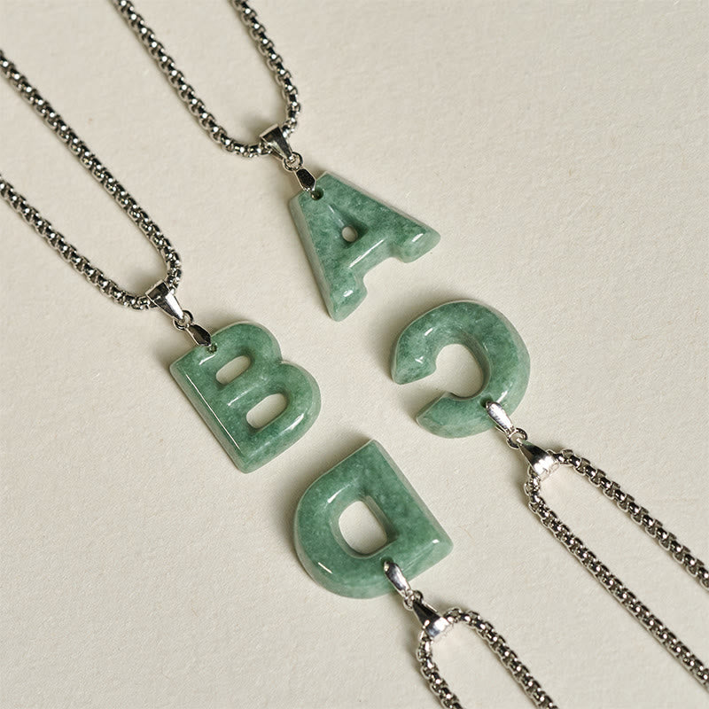 Collana con ciondolo della prosperità in acciaio al titanio con lettera AZ naturale Buddha Stones - image 36