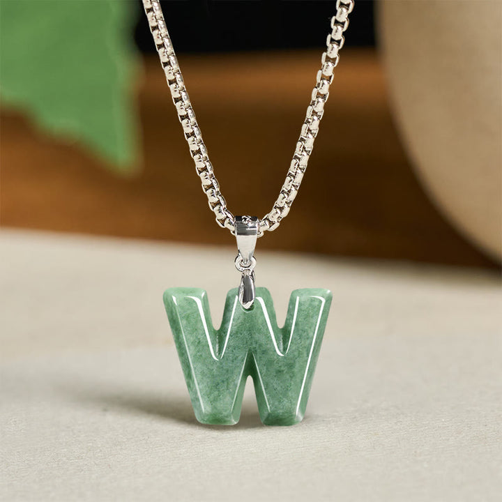 Collana con ciondolo della prosperità in acciaio al titanio con lettera AZ naturale Buddha Stones - W - image 31