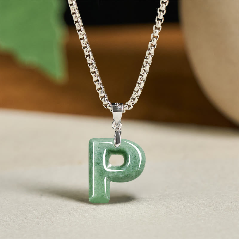 Collana con ciondolo della prosperità in acciaio al titanio con lettera AZ naturale Buddha Stones - image 24