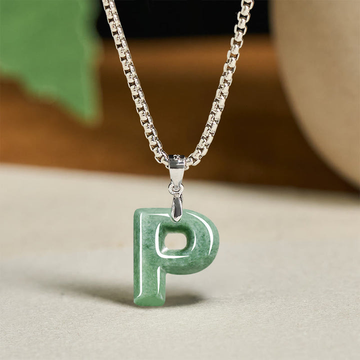 Collana con ciondolo della prosperità in acciaio al titanio con lettera AZ naturale Buddha Stones - image 24