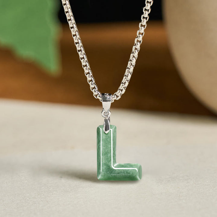Collana con ciondolo della prosperità in acciaio al titanio con lettera AZ naturale Buddha Stones - L - image 20