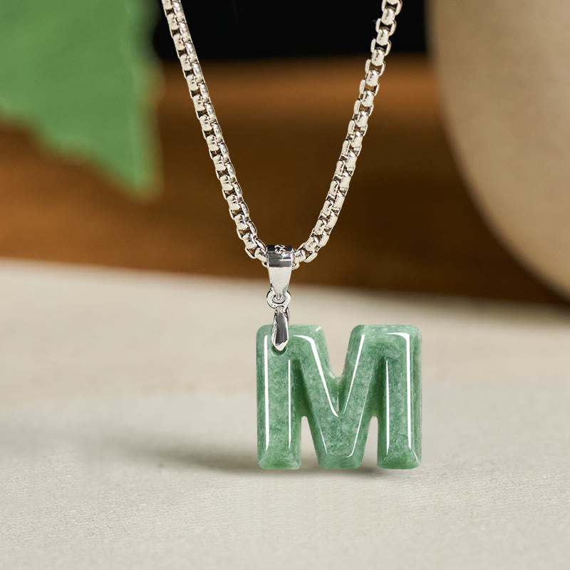 Collana con ciondolo della prosperità in acciaio al titanio con lettera AZ naturale Buddha Stones - M - image 21