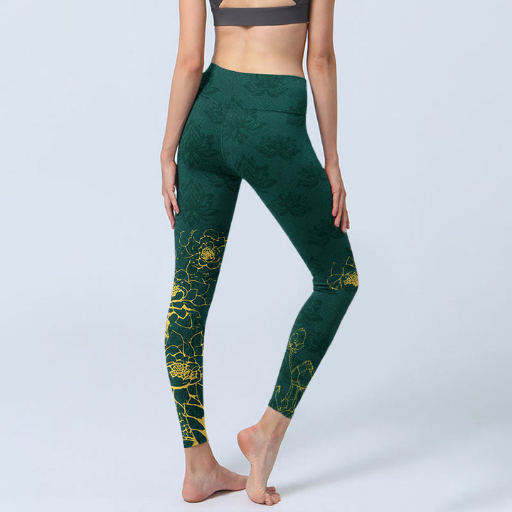 Leggings da palestra con stampa Buddha Stones Lotus Buddha Image Pattern, pantaloni da yoga da donna - image 4