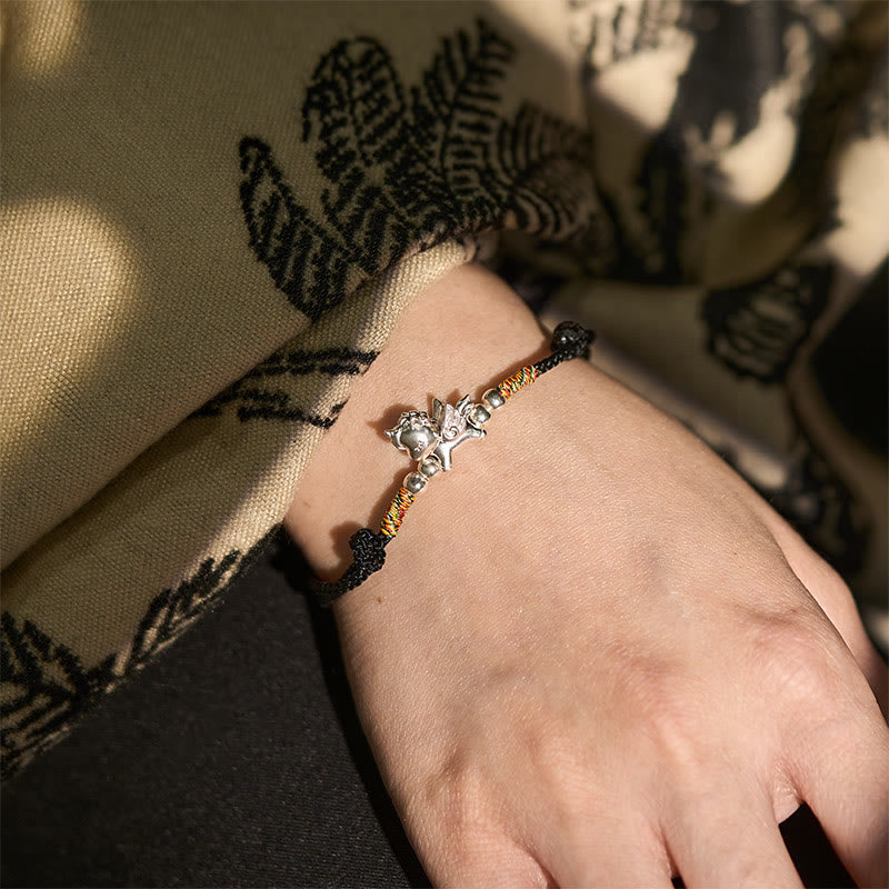 Braccialetto con cordino della prosperità dell'anno del cavallo in argento sterling 925 Buddha Stones - image 16