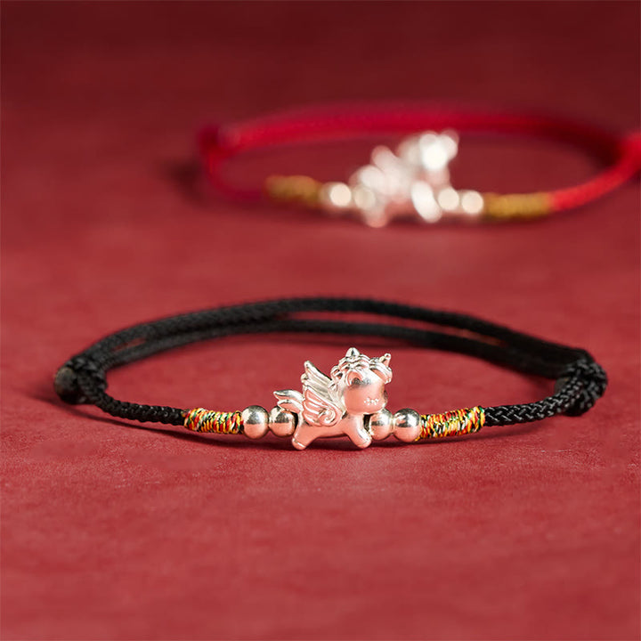 Braccialetto con cordino della prosperità dell'anno del cavallo in argento sterling 925 Buddha Stones - image 17