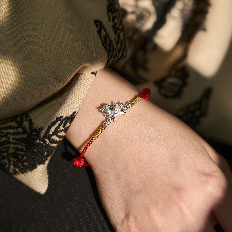 Braccialetto con cordino della prosperità dell'anno del cavallo in argento sterling 925 Buddha Stones - image 6