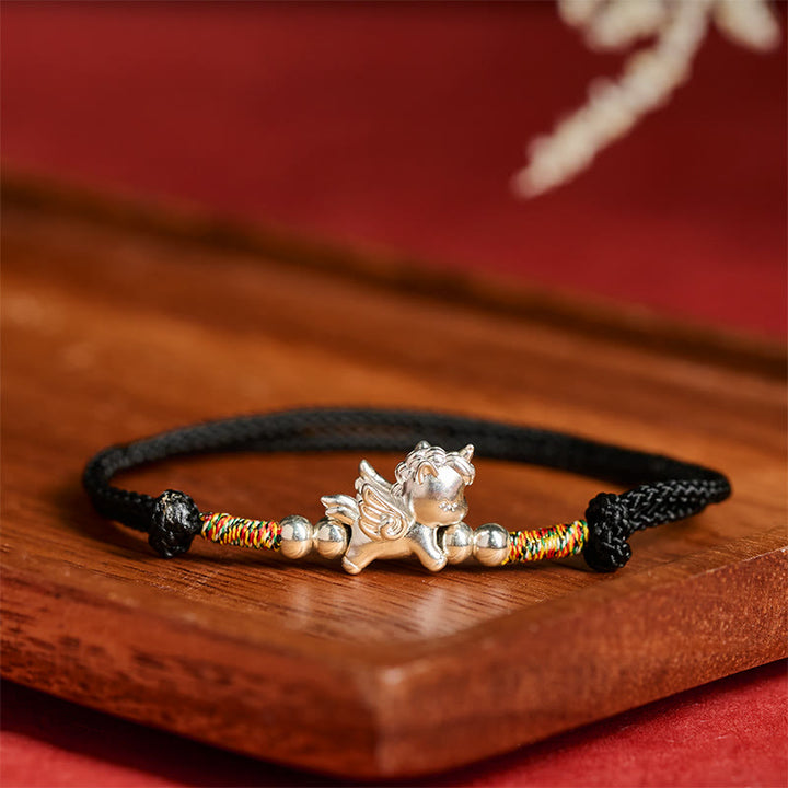 Braccialetto con cordino della prosperità dell'anno del cavallo in argento sterling 925 Buddha Stones - image 14