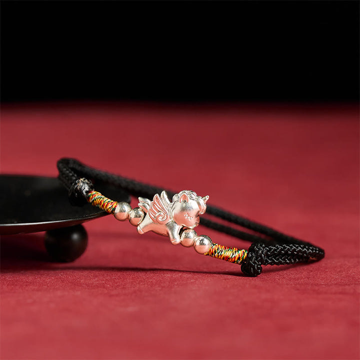 Braccialetto con cordino della prosperità dell'anno del cavallo in argento sterling 925 Buddha Stones - image 12