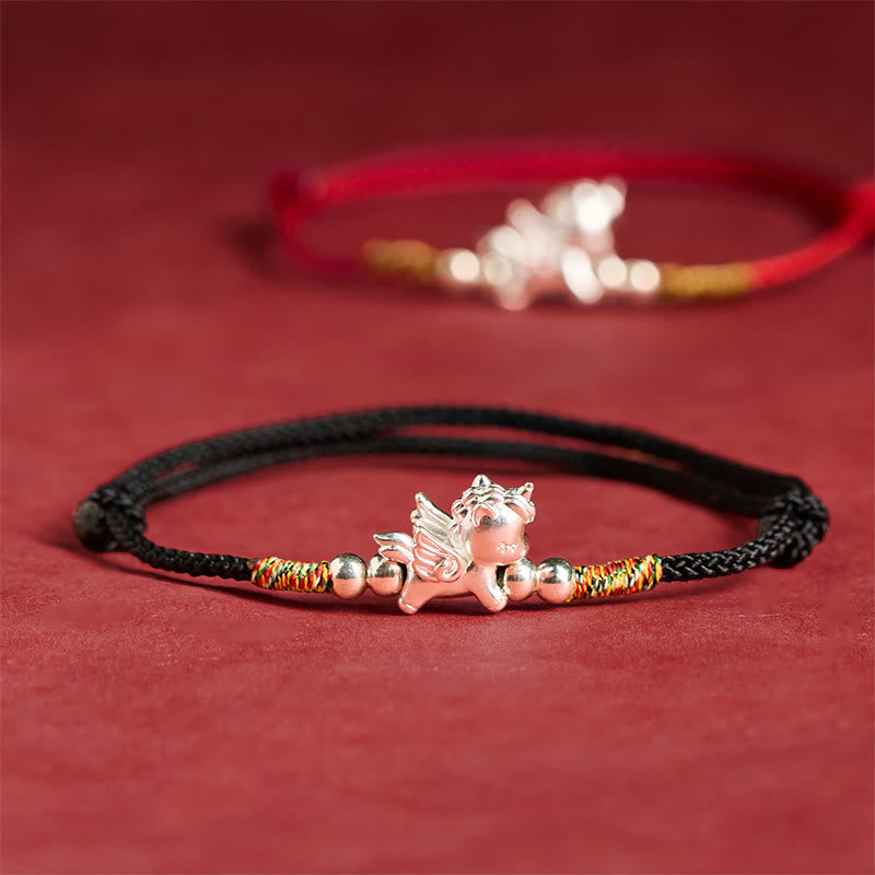 Braccialetto con cordino della prosperità dell'anno del cavallo in argento sterling 925 Buddha Stones - image 17