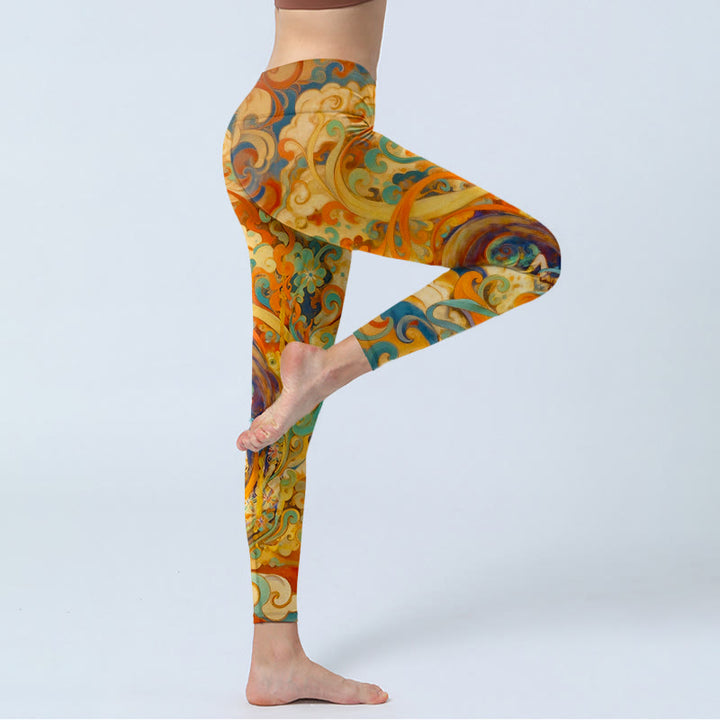 Leggings da palestra con stampa di nuvole di fate, modello Buddha Stones, pantaloni da yoga da donna - image 3