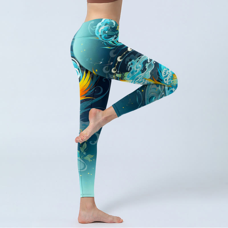 Leggings da palestra con stampa di nuvole e fenice, motivo Buddha Stones, pantaloni da yoga da donna - image 3