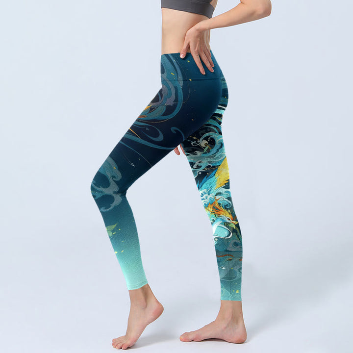 Leggings da palestra con stampa di nuvole e fenice, motivo Buddha Stones, pantaloni da yoga da donna - image 2