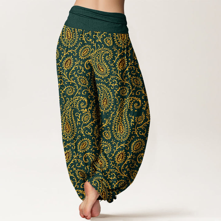 Pantaloni harem da donna con elastico in vita, in cotone con motivo paisley dai colori vivaci, modello Buddha Stones - image 1
