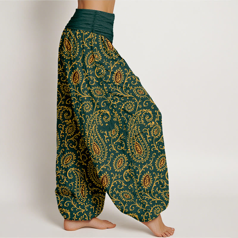 Pantaloni harem da donna con elastico in vita, in cotone con motivo paisley dai colori vivaci, modello Buddha Stones - image 2