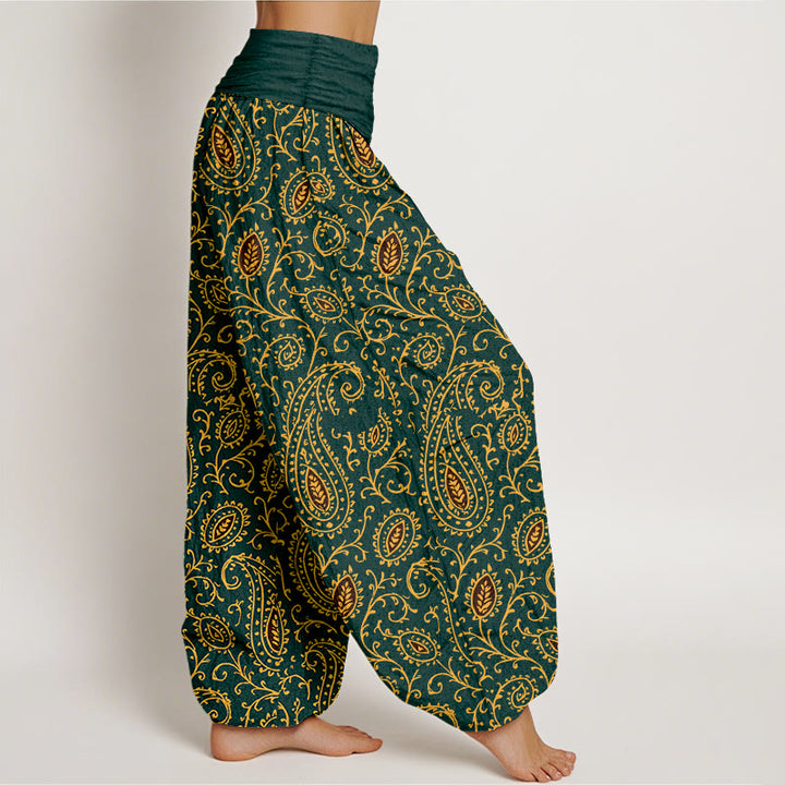 Pantaloni harem da donna con elastico in vita, in cotone con motivo paisley dai colori vivaci, modello Buddha Stones - image 2