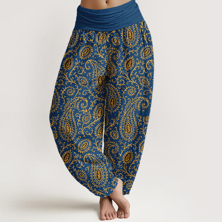 Pantaloni harem da donna con elastico in vita, in cotone con motivo paisley dai colori vivaci, modello Buddha Stones - Blu - US16, UK/AU20, EU48 (3XL) - image 5