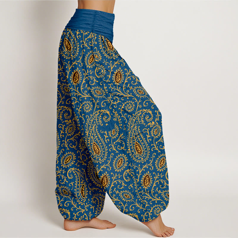 Pantaloni harem da donna con elastico in vita, in cotone con motivo paisley dai colori vivaci, modello Buddha Stones - image 7