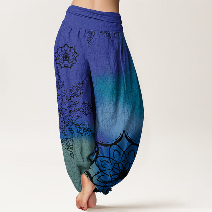 Pantaloni harem da donna con elastico in vita e motivo mandala in cotone dai colori vivaci, con Buddha Stones - image 9