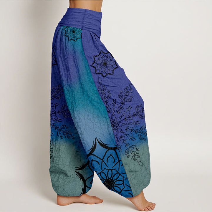 Pantaloni harem da donna con elastico in vita e motivo mandala in cotone dai colori vivaci, con Buddha Stones - image 10