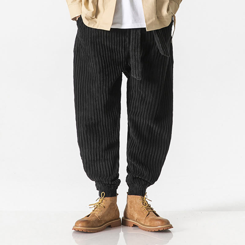 Pantaloni da uomo in velluto a coste alla caviglia con tasche, tinta unita, modello Buddha Stones Winter - image 16