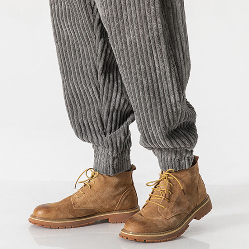 Pantaloni da uomo in velluto a coste alla caviglia con tasche, tinta unita, modello Buddha Stones Winter - image 14