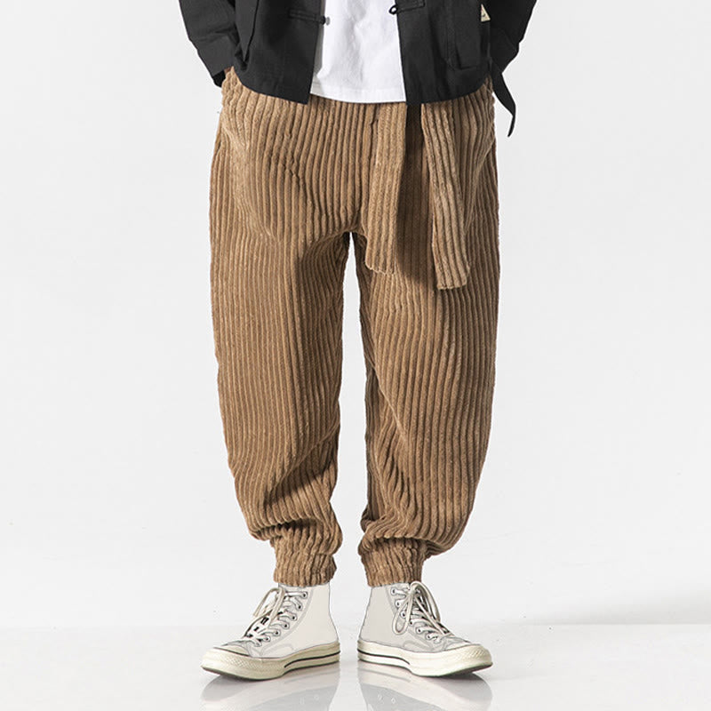 Pantaloni da uomo in velluto a coste alla caviglia con tasche, tinta unita, modello Buddha Stones Winter - image 31